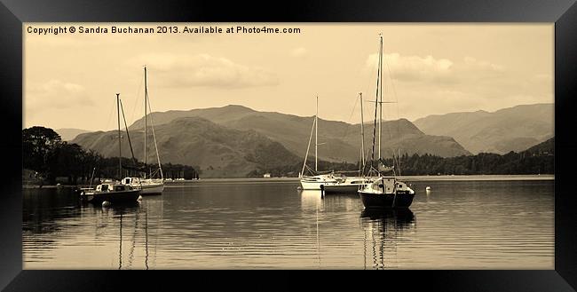 Lake Ullswater In Sepia Framed Print by Sandra Buchanan