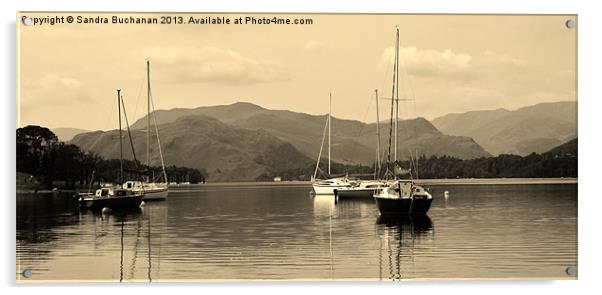 Lake Ullswater In Sepia Acrylic by Sandra Buchanan