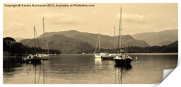 Lake Ullswater In Sepia Print by Sandra Buchanan