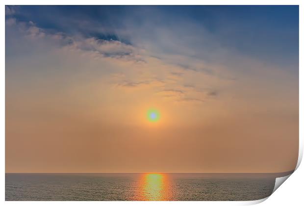 Sun rise over the sea Print by Dean Messenger