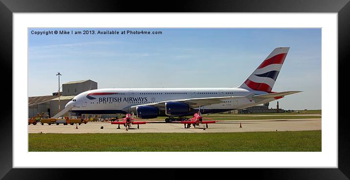A380 parked with two red arrows Framed Mounted Print by Thanet Photos