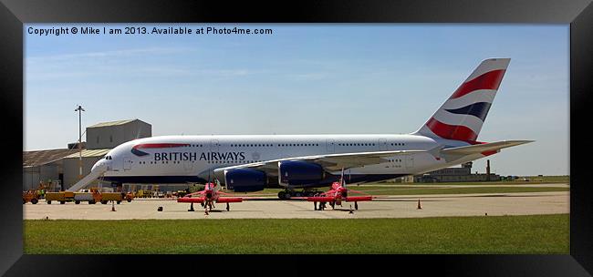 A380 parked with two red arrows Framed Print by Thanet Photos