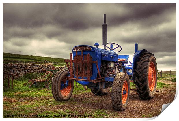 Fordson Super Dexta Tractor Print by Anne Macdonald