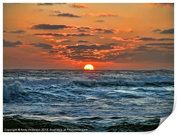 Indian Ocean Sunset Print by Andy Anderson