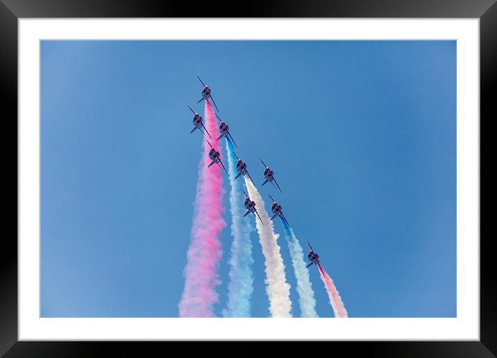 Red Arrows Coloured Roll Framed Mounted Print by Simon West