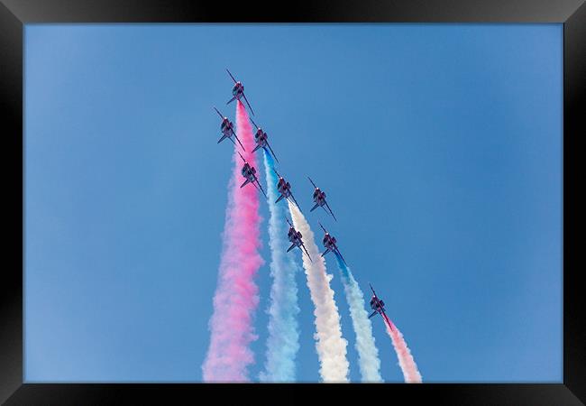 Red Arrows Coloured Roll Framed Print by Simon West