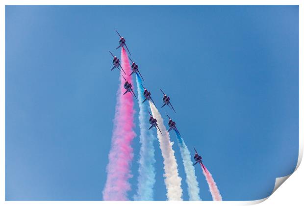 Red Arrows Coloured Roll Print by Simon West