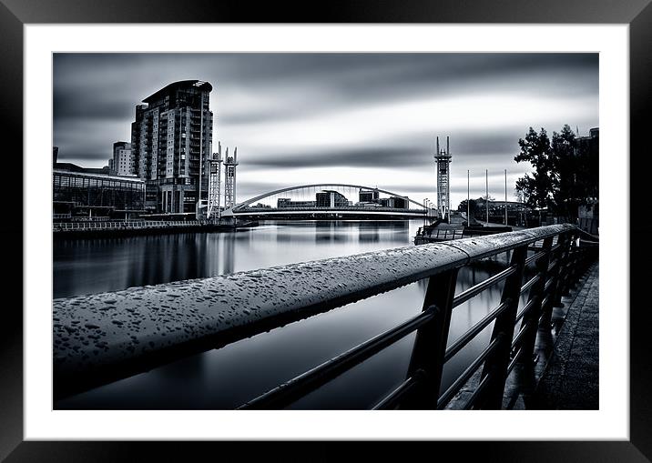 RAIN DROPS ON THE QUAYS. Framed Mounted Print by Neil  Hulme