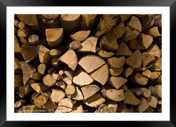 Wood Stack Framed Mounted Print by Phil Emmerson