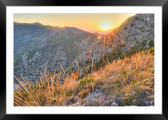 Sunset on the hills of Costa del Sol Framed Mounted Print by Levente Baroczi