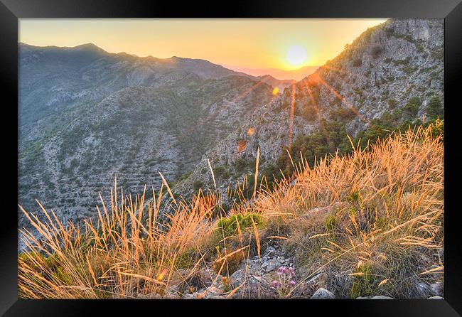 Sunset on the hills of Costa del Sol Framed Print by Levente Baroczi