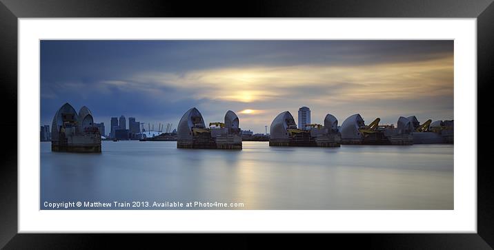 Thames Barrier Panorama II Framed Mounted Print by Matthew Train