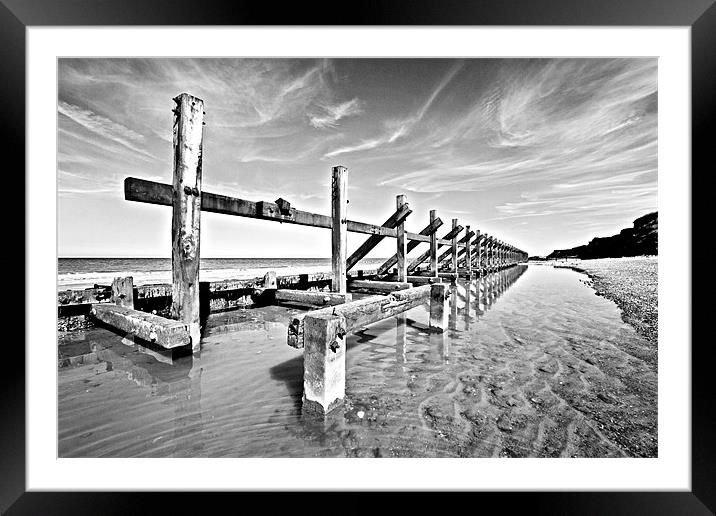 Happisburgh Defensive Reflections Framed Mounted Print by Paul Macro