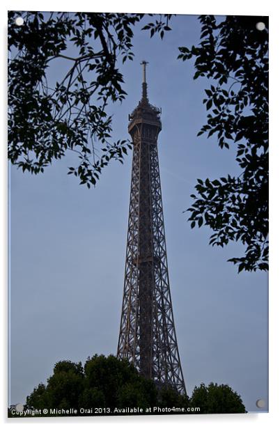 Eiffel Tower through the trees Acrylic by Michelle Orai