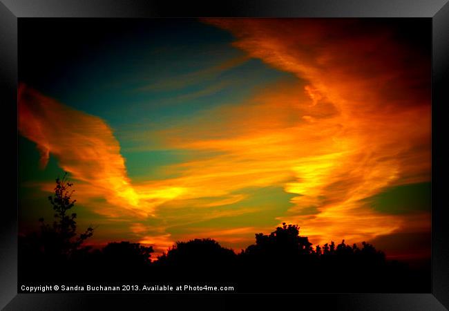 Fire Sunset Framed Print by Sandra Buchanan