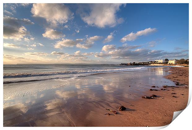 Reflections on Torre Abbey Sands Torquay Print by Rosie Spooner