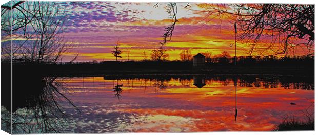Reflection of a sunset Canvas Print by Ian Flear