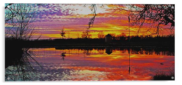 Reflection of a sunset Acrylic by Ian Flear