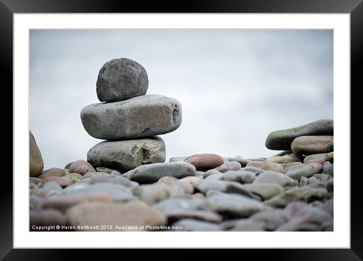 Pebble Stack Framed Mounted Print by Helen Northcott