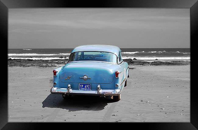 Car on Beach Framed Print by james balzano, jr.