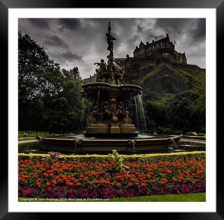 Princes Street Gardens Fountain Framed Mounted Print by John Hastings
