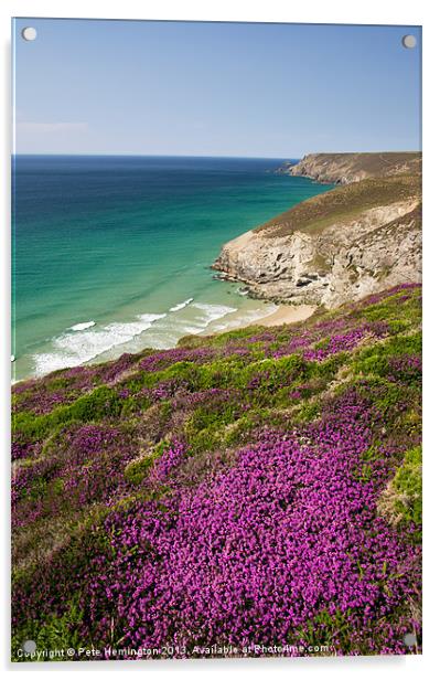 Cornish coast near Porthtowan Acrylic by Pete Hemington