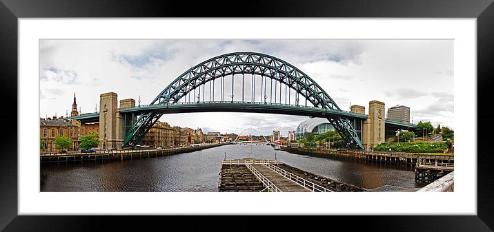 Tyne Bridge Panorama Framed Mounted Print by eric carpenter