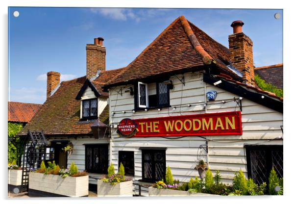 The Woodman Pub Acrylic by David Pyatt