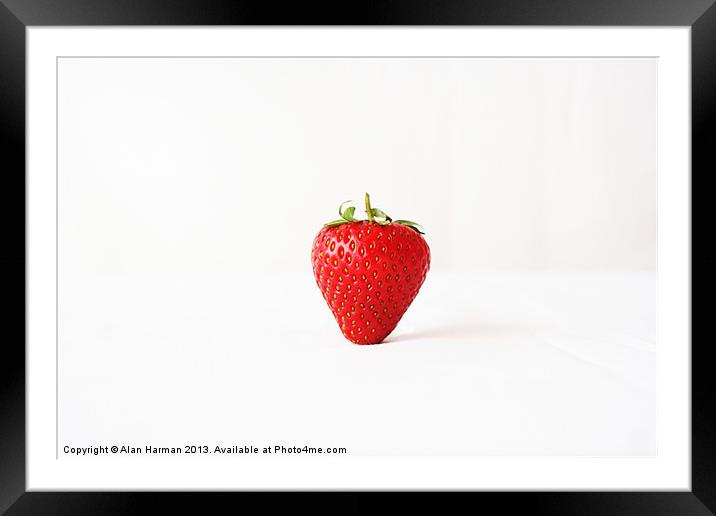 One Red Strawberry Framed Mounted Print by Alan Harman