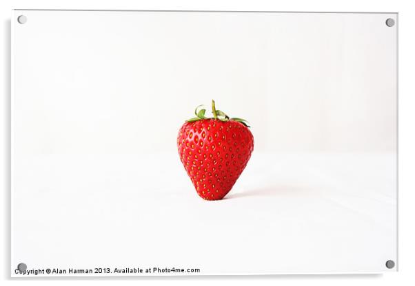 One Red Strawberry Acrylic by Alan Harman