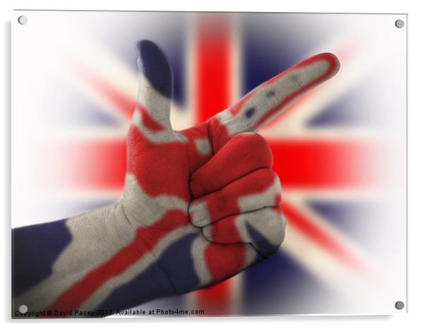 British Hand Flag Acrylic by David Pacey