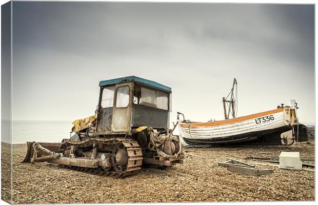 Aldeburgh Tractor and Boat Canvas Print by Stephen Mole