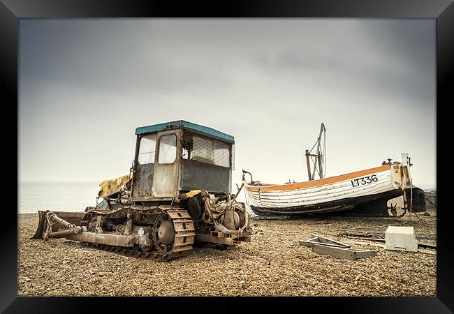 Aldeburgh Tractor and Boat Framed Print by Stephen Mole