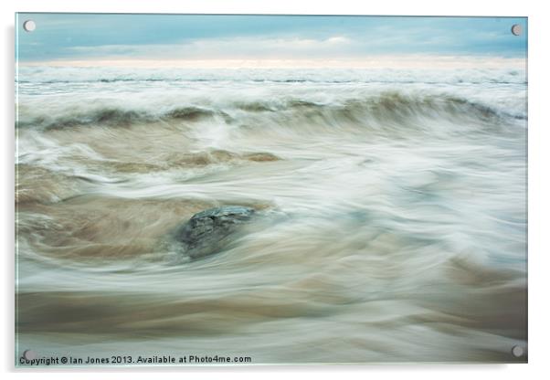 Flowing water on a beach Acrylic by Ian Jones