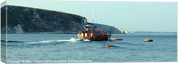 Swanage Lifeboat Canvas Print by Mike Streeter