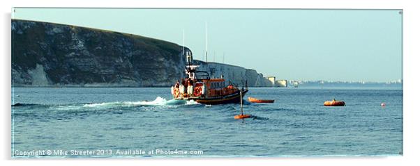 Swanage Lifeboat Acrylic by Mike Streeter