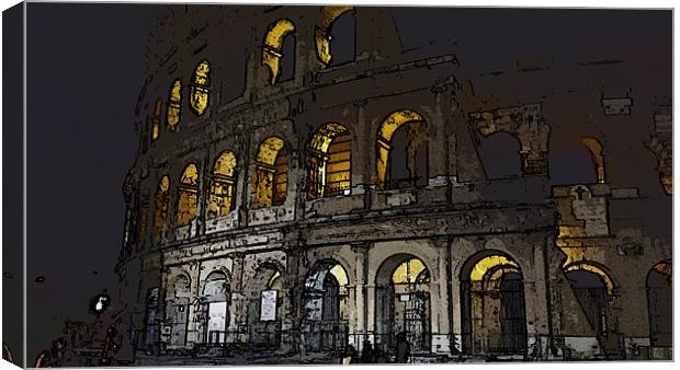 Cartoon Colosseum by Night Canvas Print by Samara Stewart