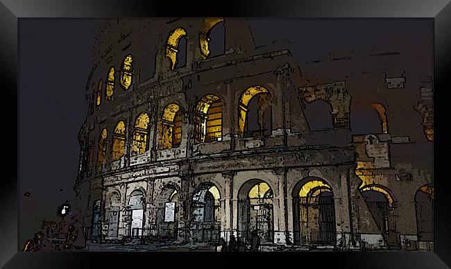 Cartoon Colosseum by Night Framed Print by Samara Stewart