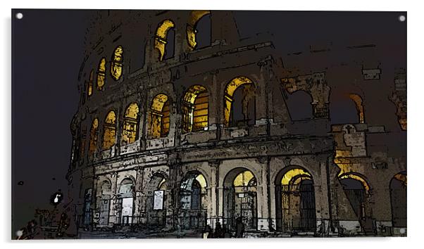 Cartoon Colosseum by Night Acrylic by Samara Stewart