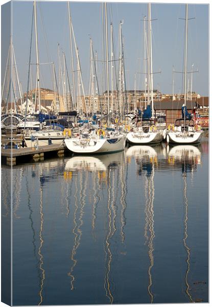 Port Solent Reflections Canvas Print by Marilyn PARKER