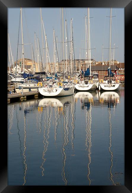 Port Solent Reflections Framed Print by Marilyn PARKER