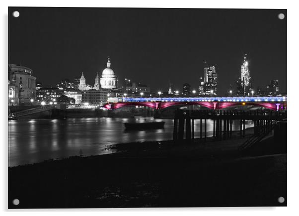 London Thames Bridges BW Acrylic by David French