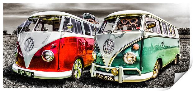 VW camper van duo Print by Ian Hufton