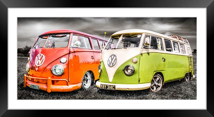 VW camper van duo Framed Mounted Print by Ian Hufton