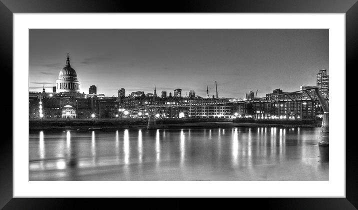 London Thames Bridges BW Framed Mounted Print by David French