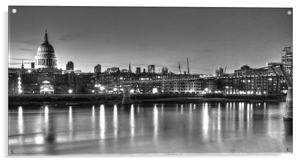 London Thames Bridges BW Acrylic by David French