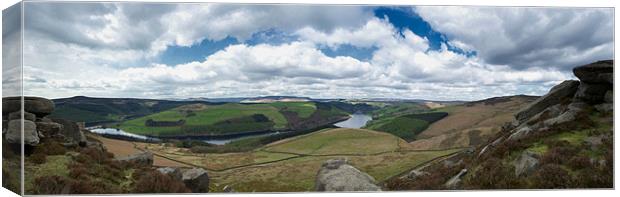 LADYBOWER PANORAMA Canvas Print by Terry Luckings