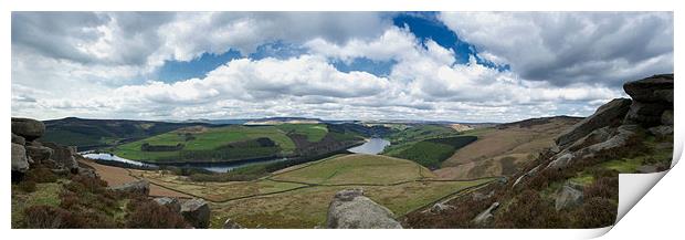 LADYBOWER PANORAMA Print by Terry Luckings