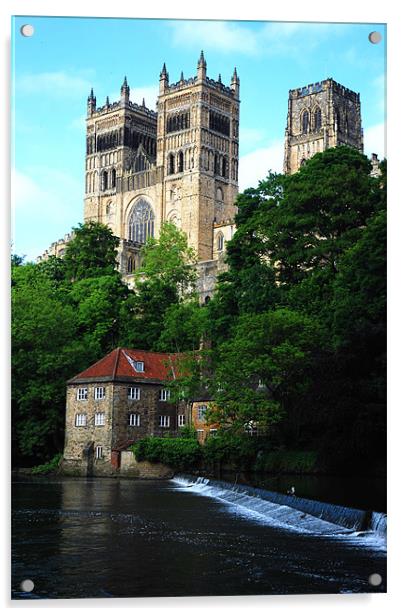 Durham Cathedral and  Fulling Mil Acrylic by eric carpenter