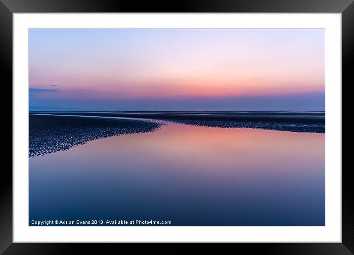 Rhyl Beach Sunset Wales  Framed Mounted Print by Adrian Evans